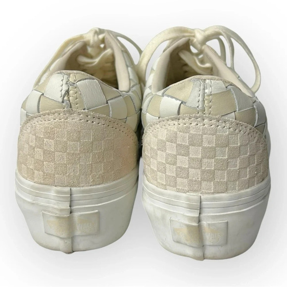 Vans Old Skool Platform Woven Leather Blanc De Blanc 8 - Picture 5 of 8
